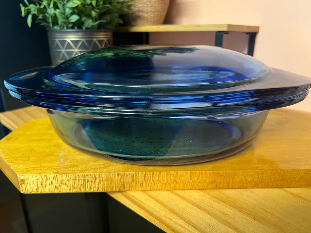 Rare Vintage Anchor Hocking "Ovations" Cobalt Blue Oval Casserole Dish w/Lid Set